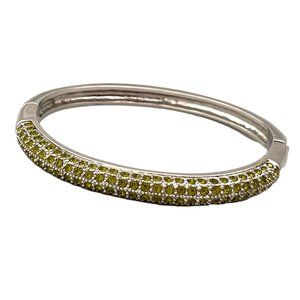 Lia Sophia "GLITTERTINI" Green Crystals Silver Bangle Bracelet.
